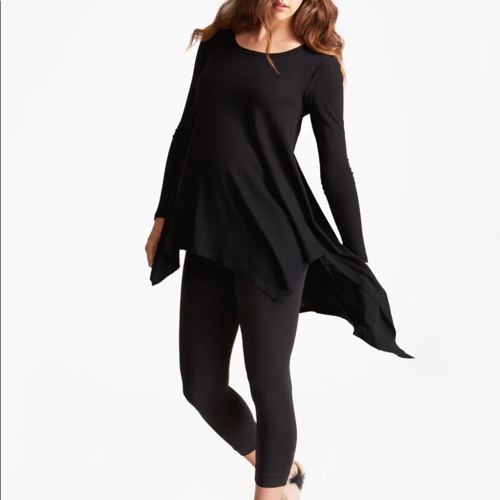 Ingrid and Isabel, Handkerchief Long Sleeve Tunic in Grey, Small (maternity)